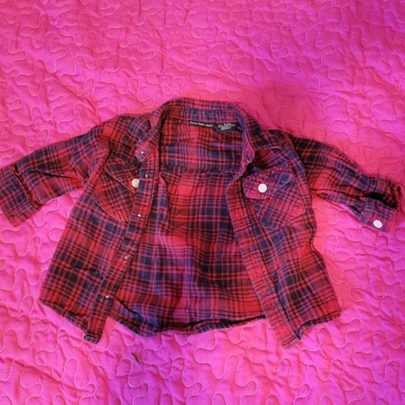 CALVIN KLIEN - Babies Button up Plaid shirt - Red and Blue - 6m - Picture 1 of 3